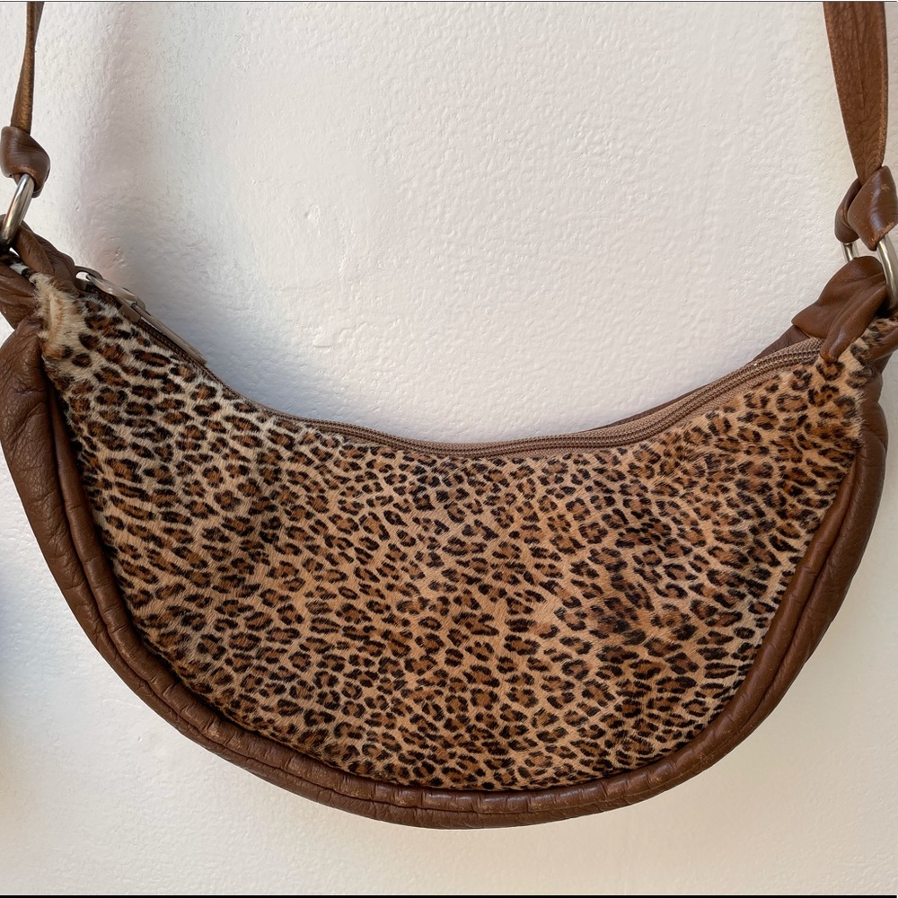 Vintage Leather Leopard Crossbody Purse